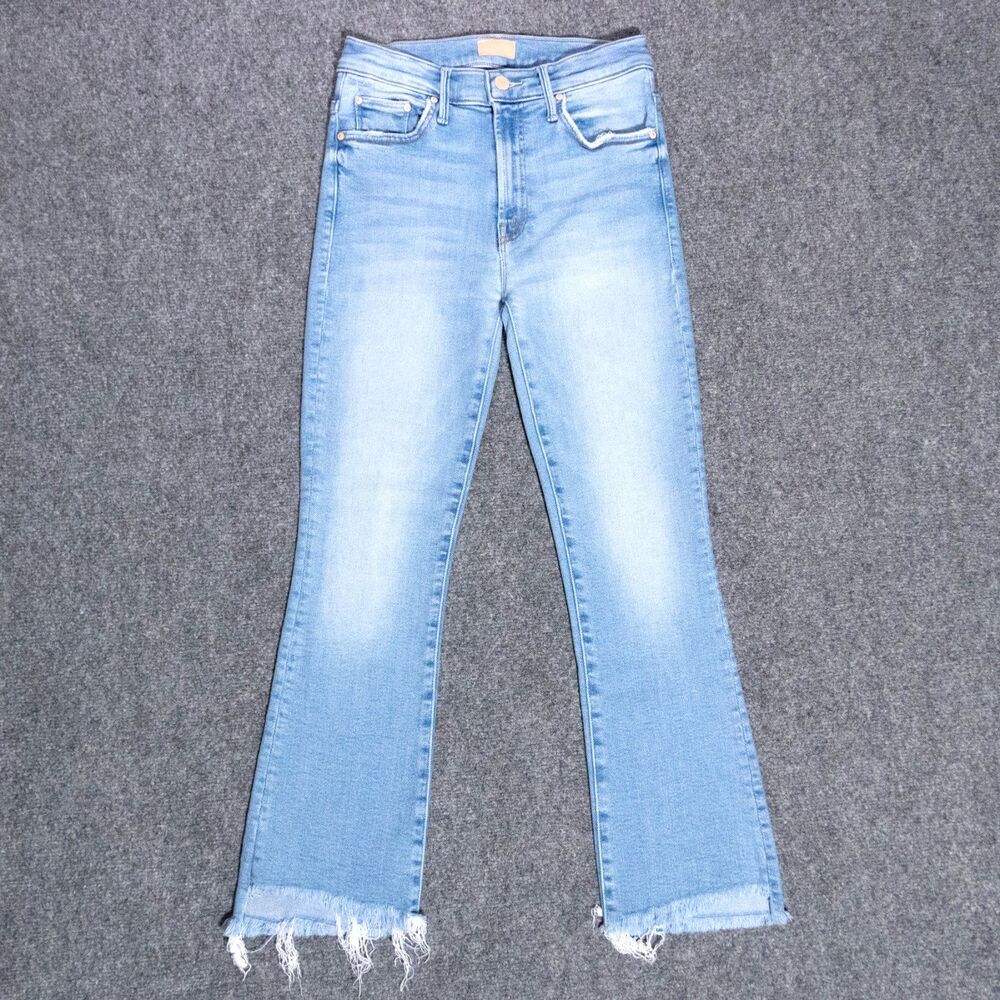 Mother The Insider Crop Step Fray Jeans Women's 25 Limited Edition Blue Wash USA
